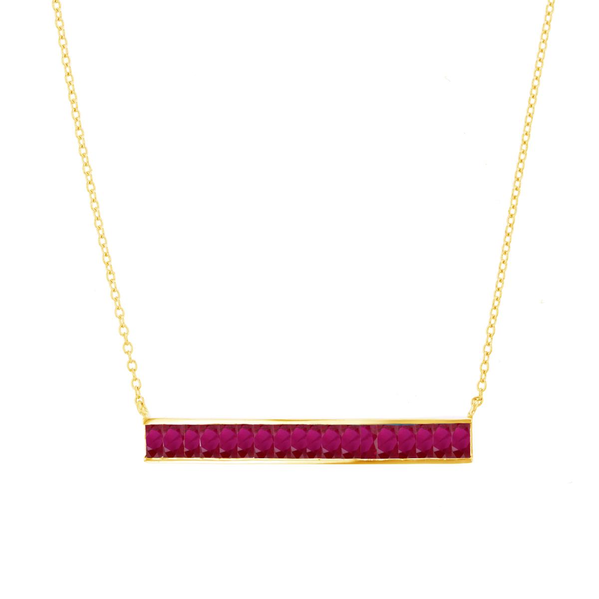 10K Yellow Gold & 4X2mm Created Ruby Horizontal Bar Necklace