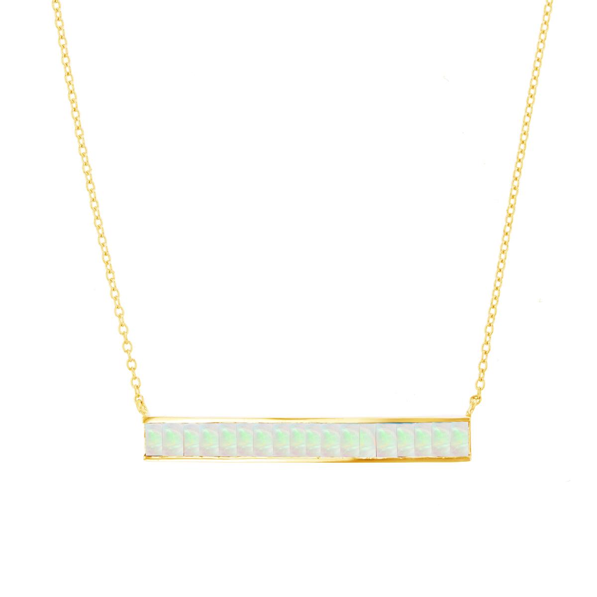 10K Yellow Gold & 4X2mm Opal Horizontal Bar Necklace