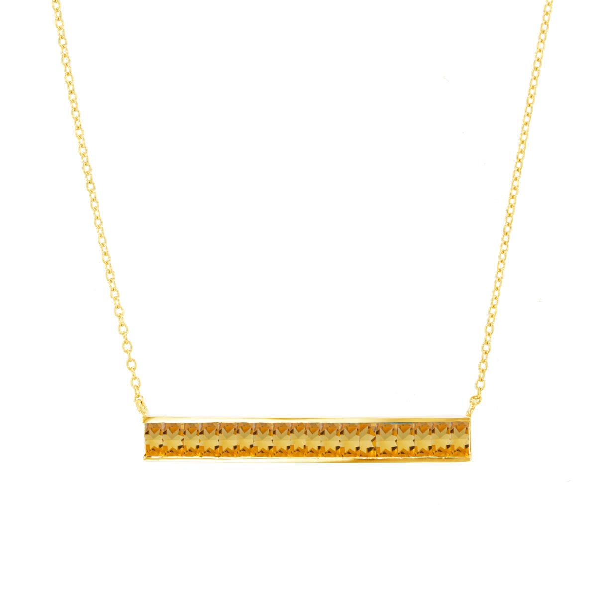 10K Yellow Gold & 4X2mm Citrine Horizontal Bar Necklace