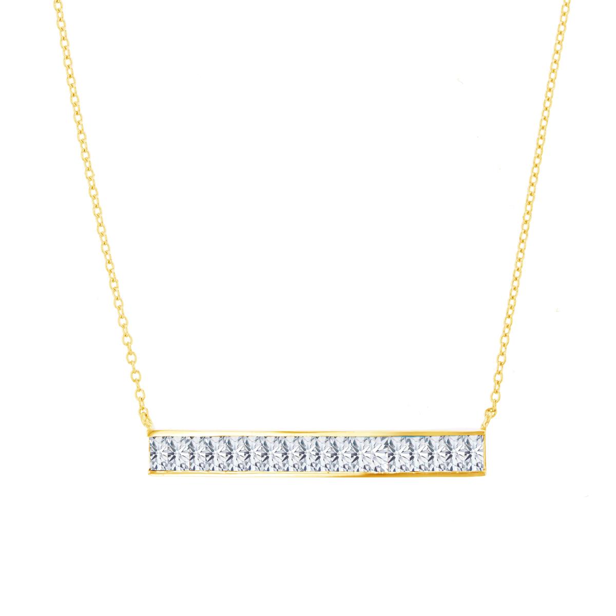 10K Yellow Gold & 4X2mm Created White Sapphire Horizontal Bar Necklace