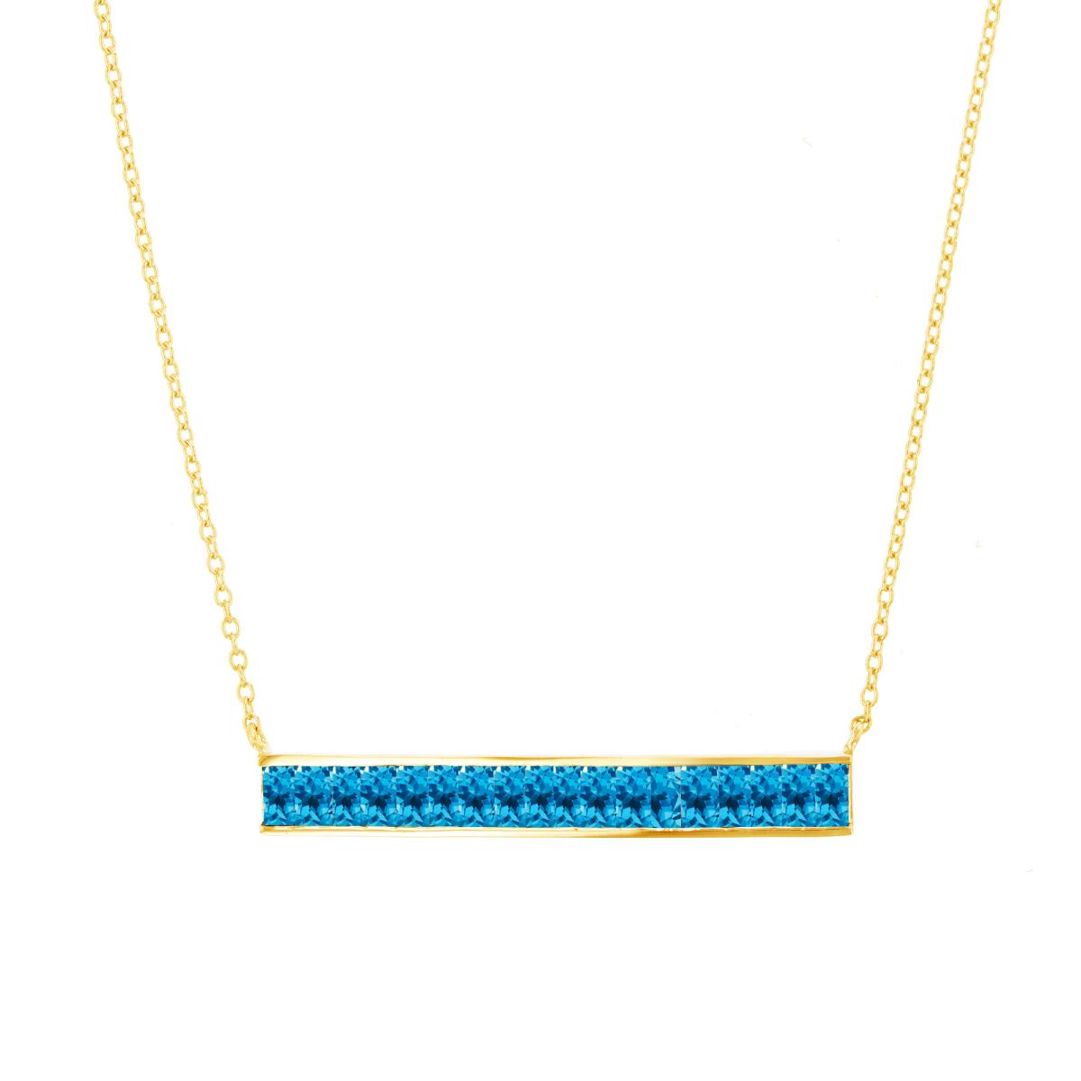 10K Yellow Gold & 4X2mm Swiss Blue Topaz  Horizontal Bar Necklace
