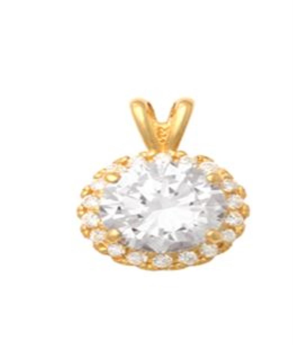 10K Yellow Gold Pave 6.00mm Rd Double Bail Halo Pendant