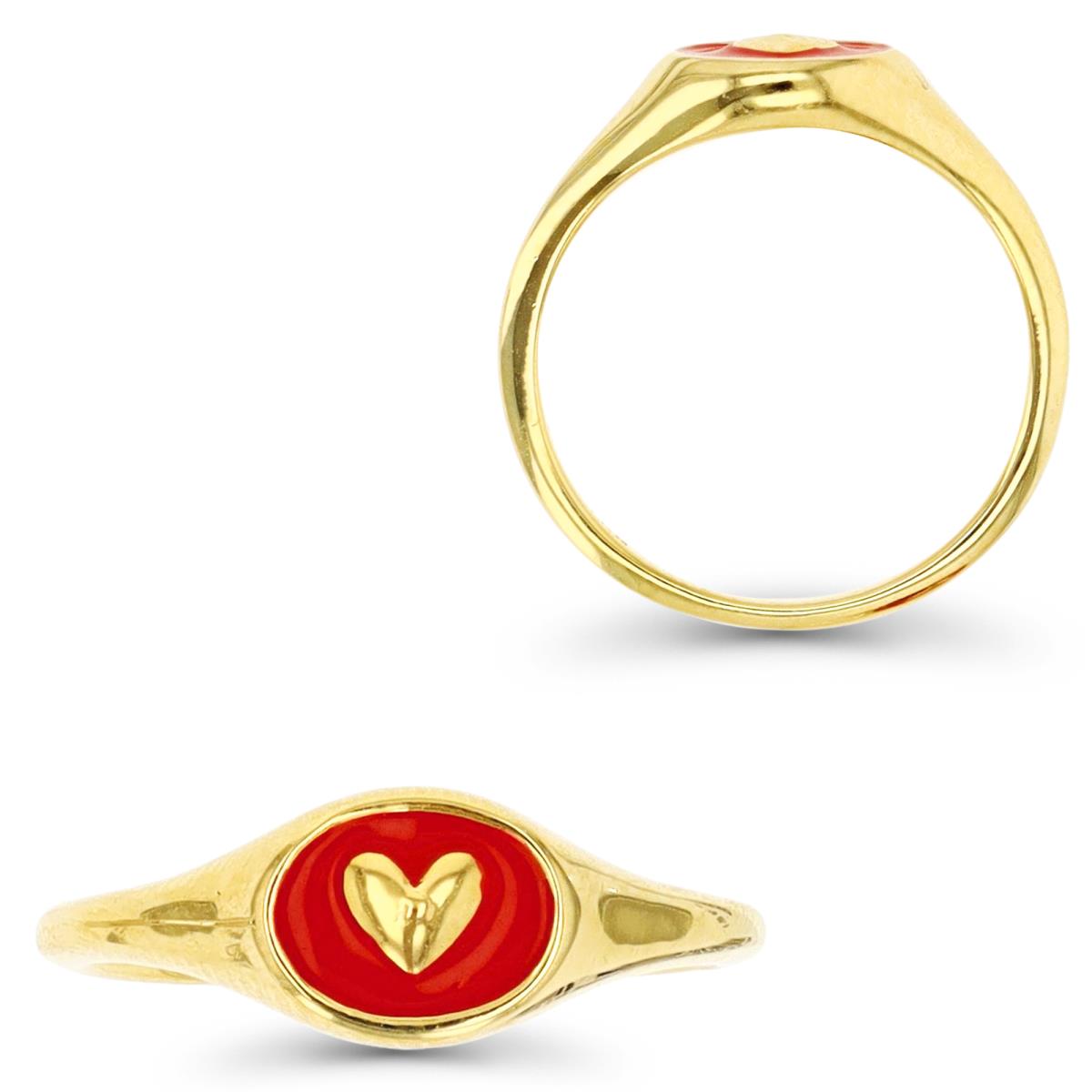 Sterling Silver Yellow 1M 7X6MM Polished Heart Red Enamel Ring