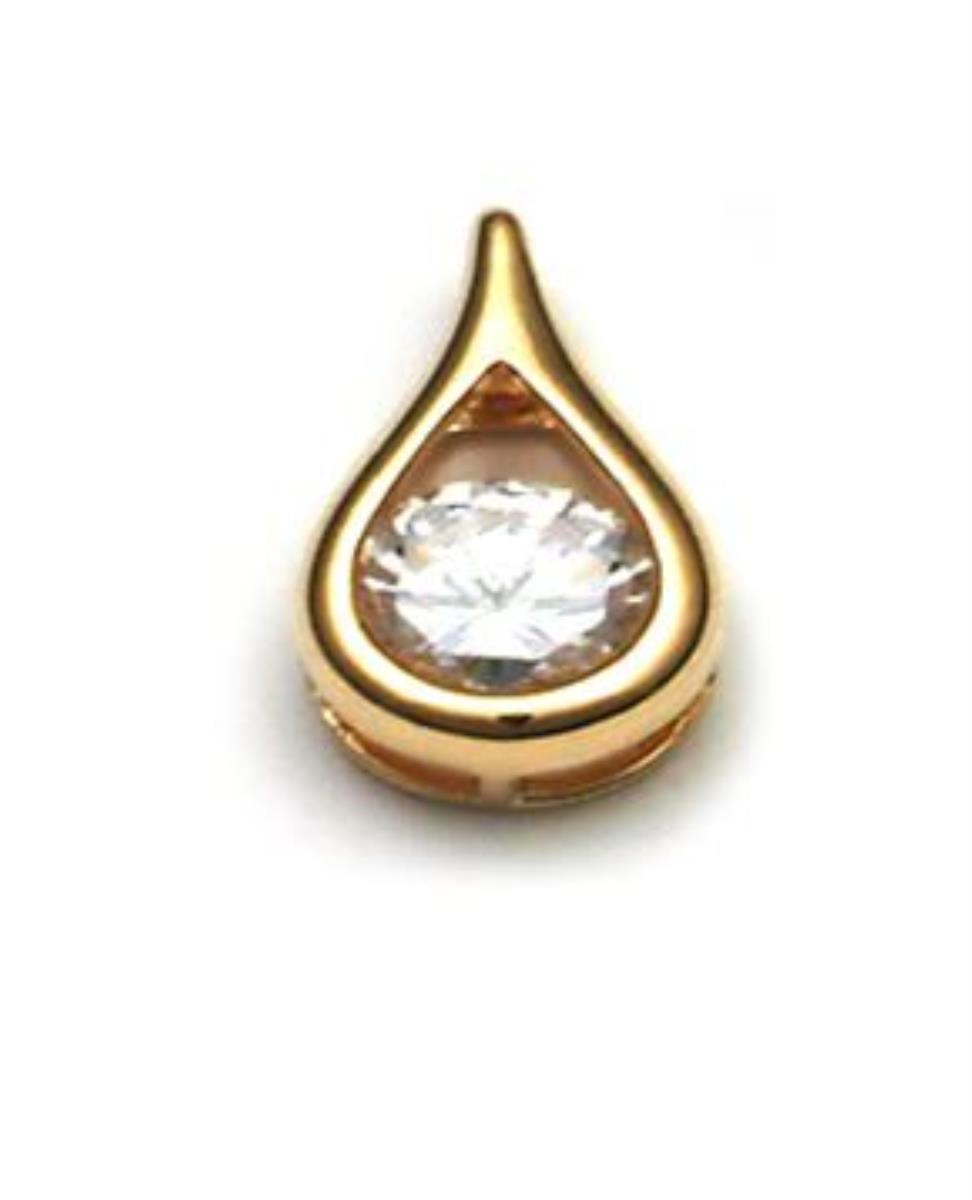 10K Yellow Gold 5.00mm Round Cut Teardrop Pendant