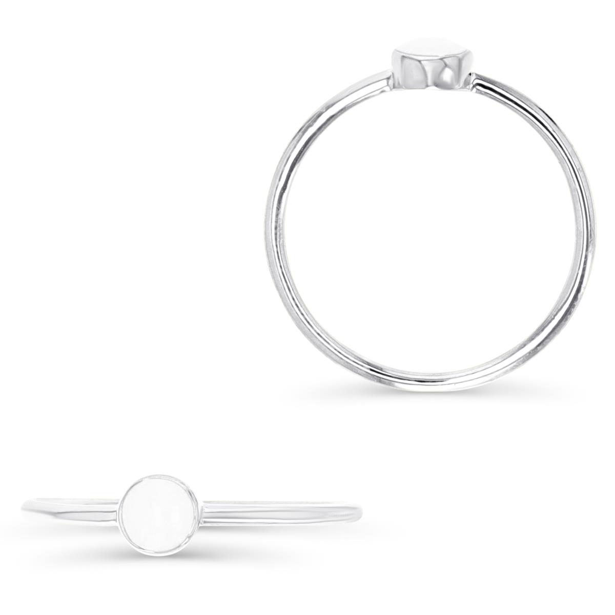 Sterling Silver Rhodium 5MM White Enamel Bezel Ring