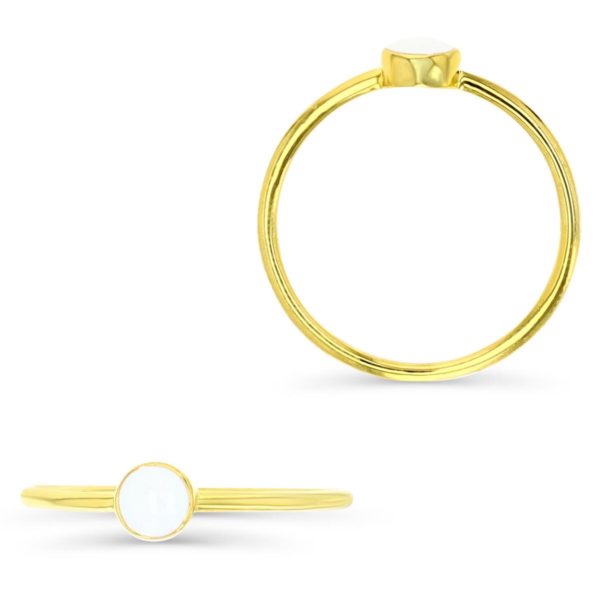 Sterling Silver Yellow 1M 5MM White Enamel Bezel Ring