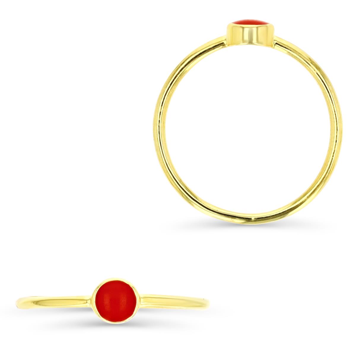 Sterling Silver Yellow 1M 5MM Red Enamel Bezel Ring