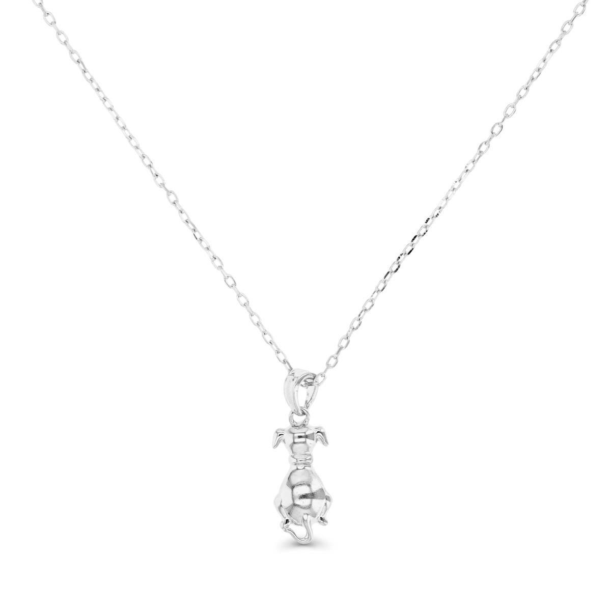 Sterling Silver Rhodium Polished Sitting Puppy 13+2"  Necklace