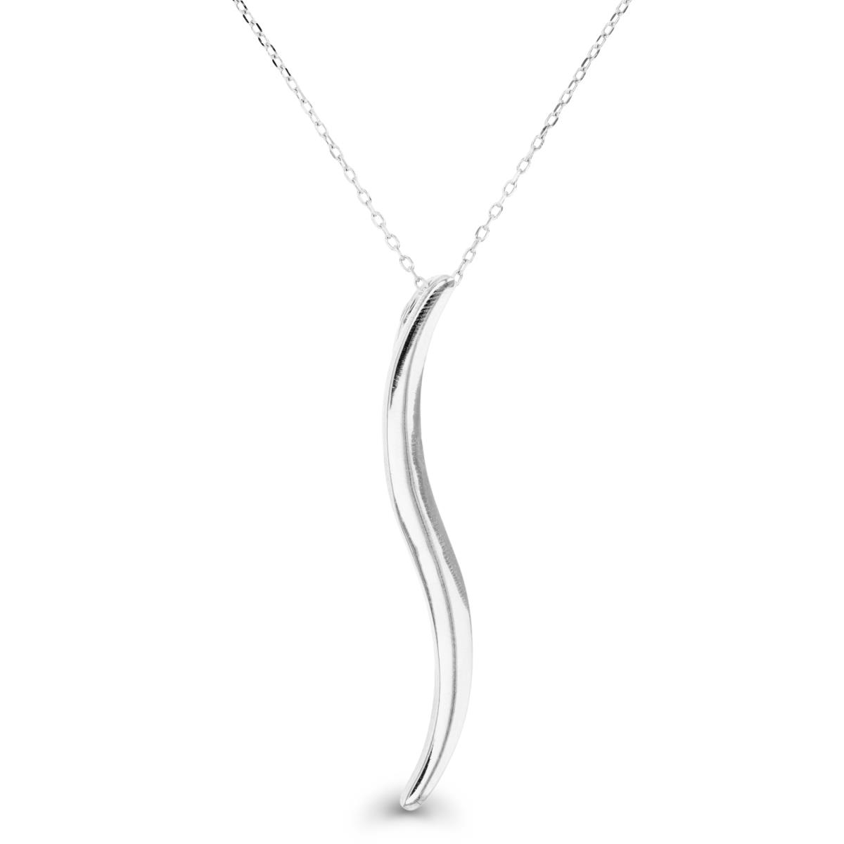 Sterling Silver Rhodium Polished Wave Design 16+2" Necklace
