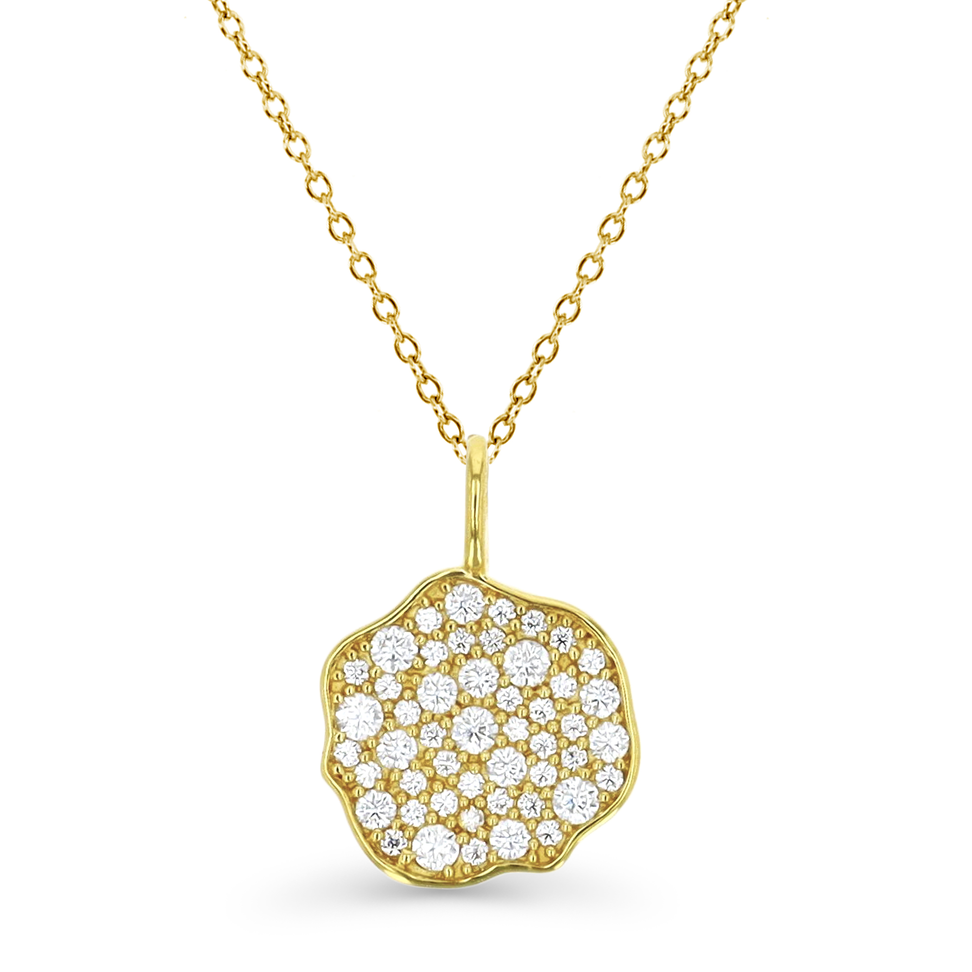 Sterling Silver Yellow 10X2MM Polished White CZ  Irregular Flower & Diamond Cut Cable  16''+1''+1'' Necklace 