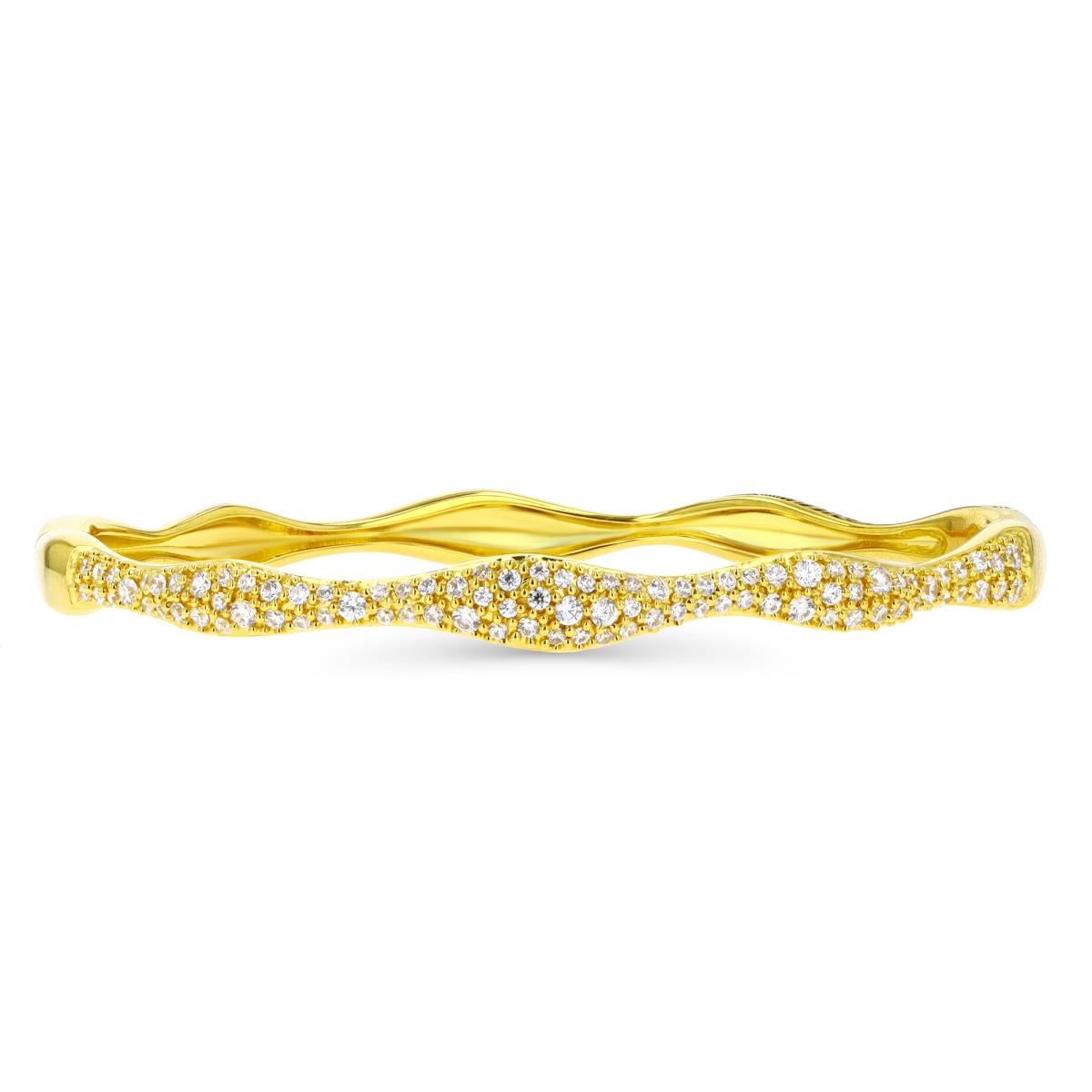 18K Yellow Gold 6MM Cttw 1.00Pave Waved Bangle Bracelet