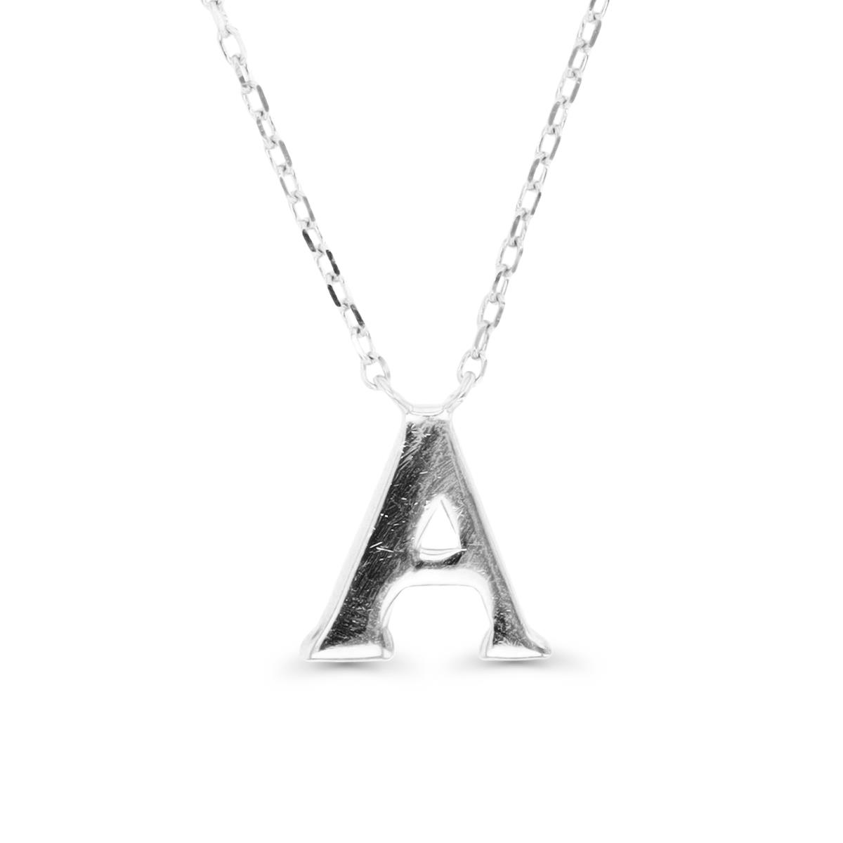 Sterling Silver Rhodium Initial "A" 13+2" Necklace