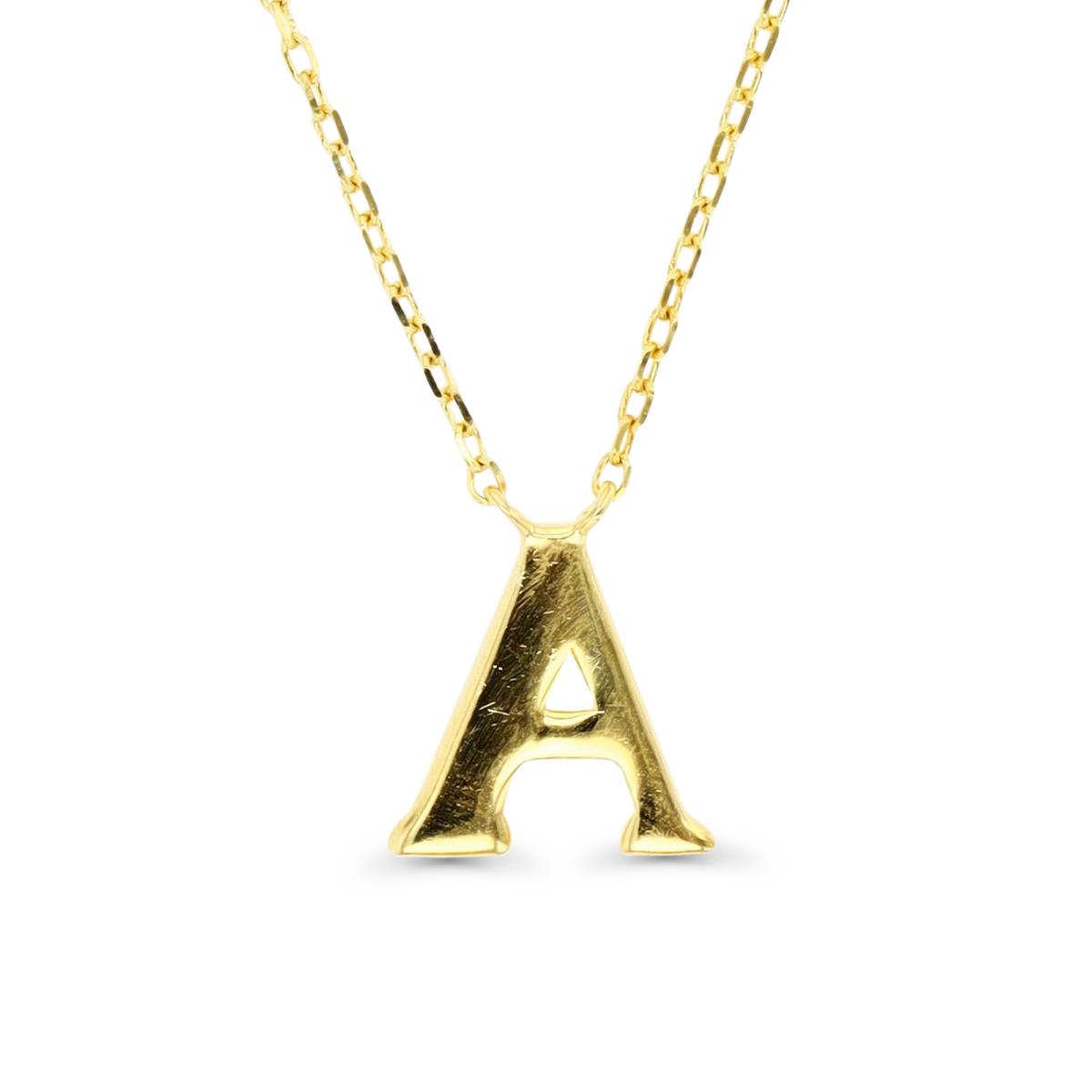 Sterling Silver Yellow 1M Initial "A" 13+2" Necklace
