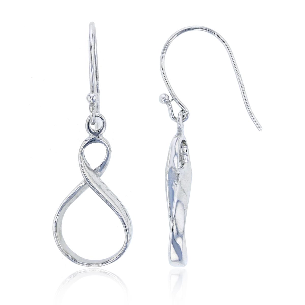 Sterling Silver Rhodium 11X30MM Infinity Twist Dangling Earring