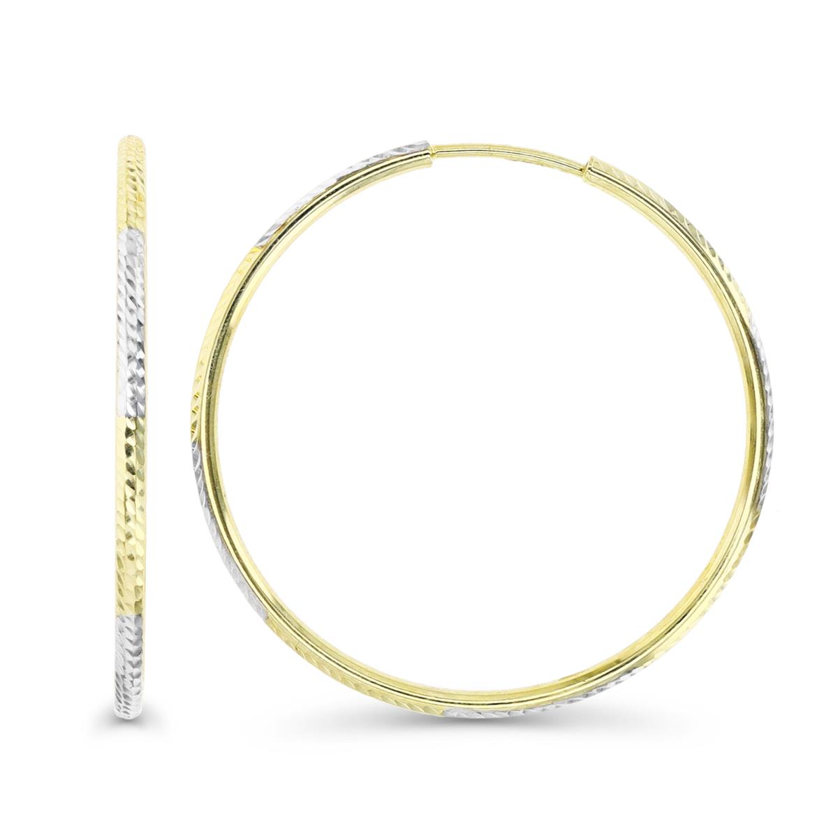 14K Gold Yellow Two Tone 35MM Diamond Cut Hoop Earring