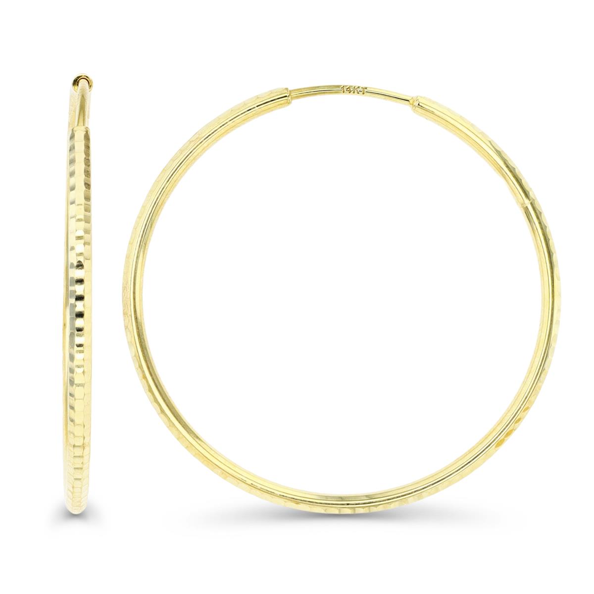 14K Gold Yellow 35MM Diamond Cut Hoop Earring