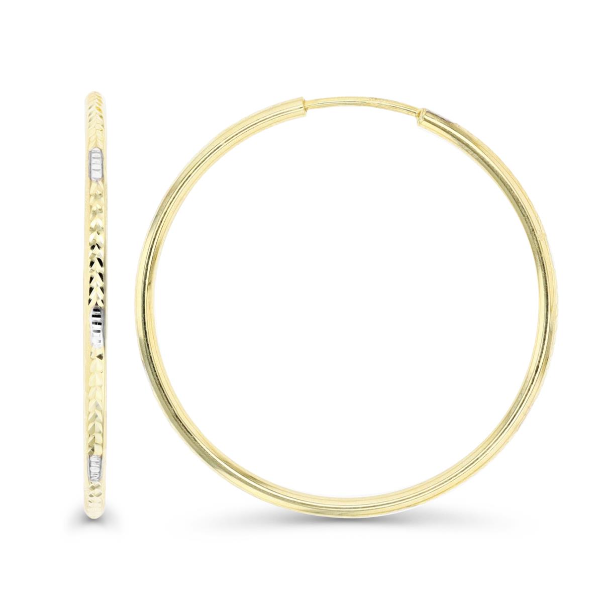 14K Gold Yellow Two-Tone 35MM Diamond Cut Hoop Earring