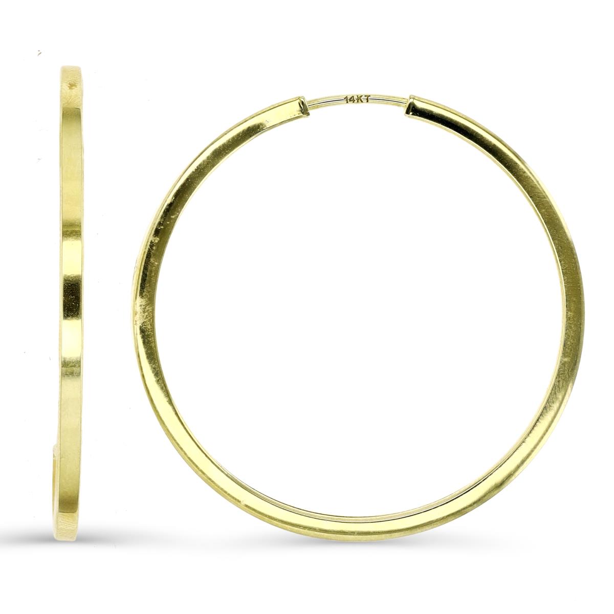 14K Gold Yellow 35MM Polished Square Tube Hoop Earring