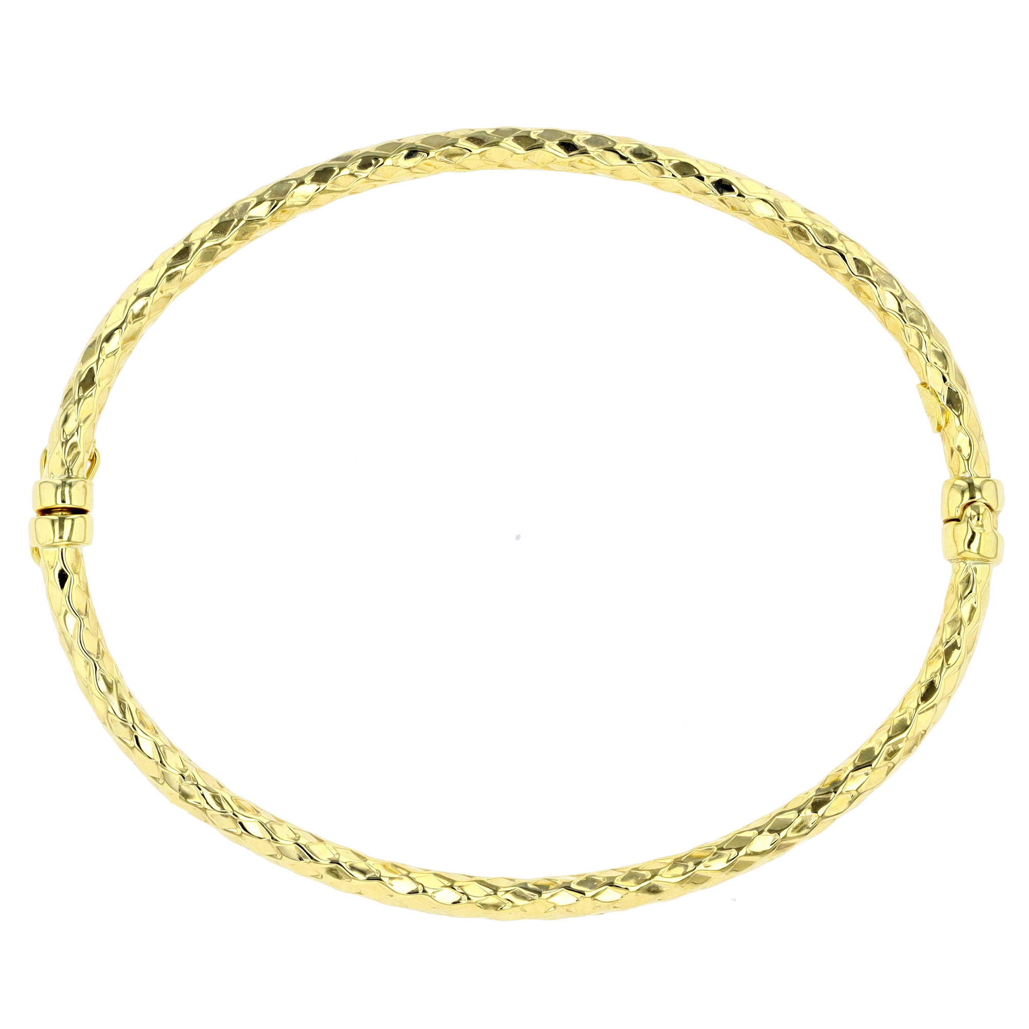 14K Gold Yellow 3MM Textured Bangle Bracelet