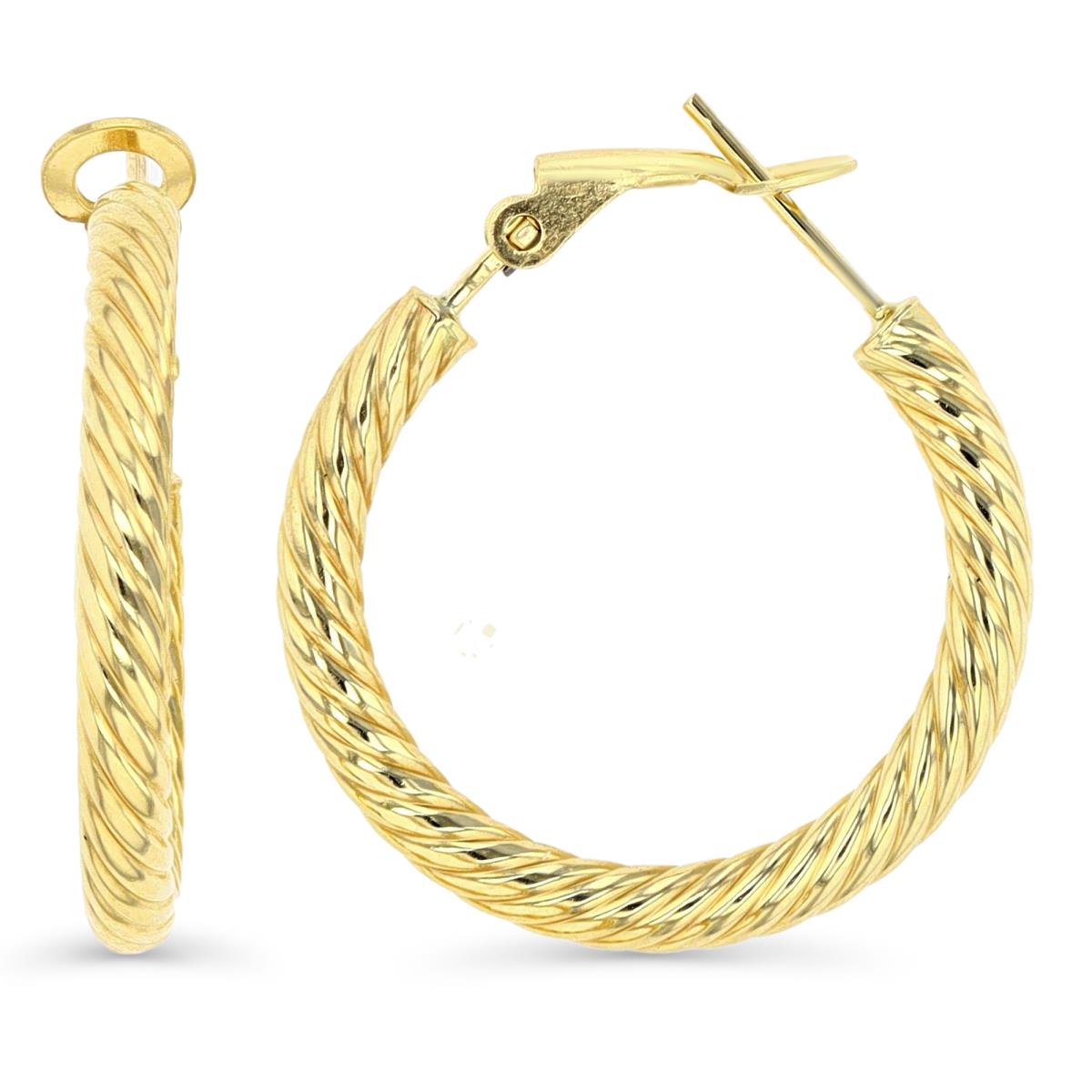14K Gold Yellow 25X3MM Rope Hoop Earring