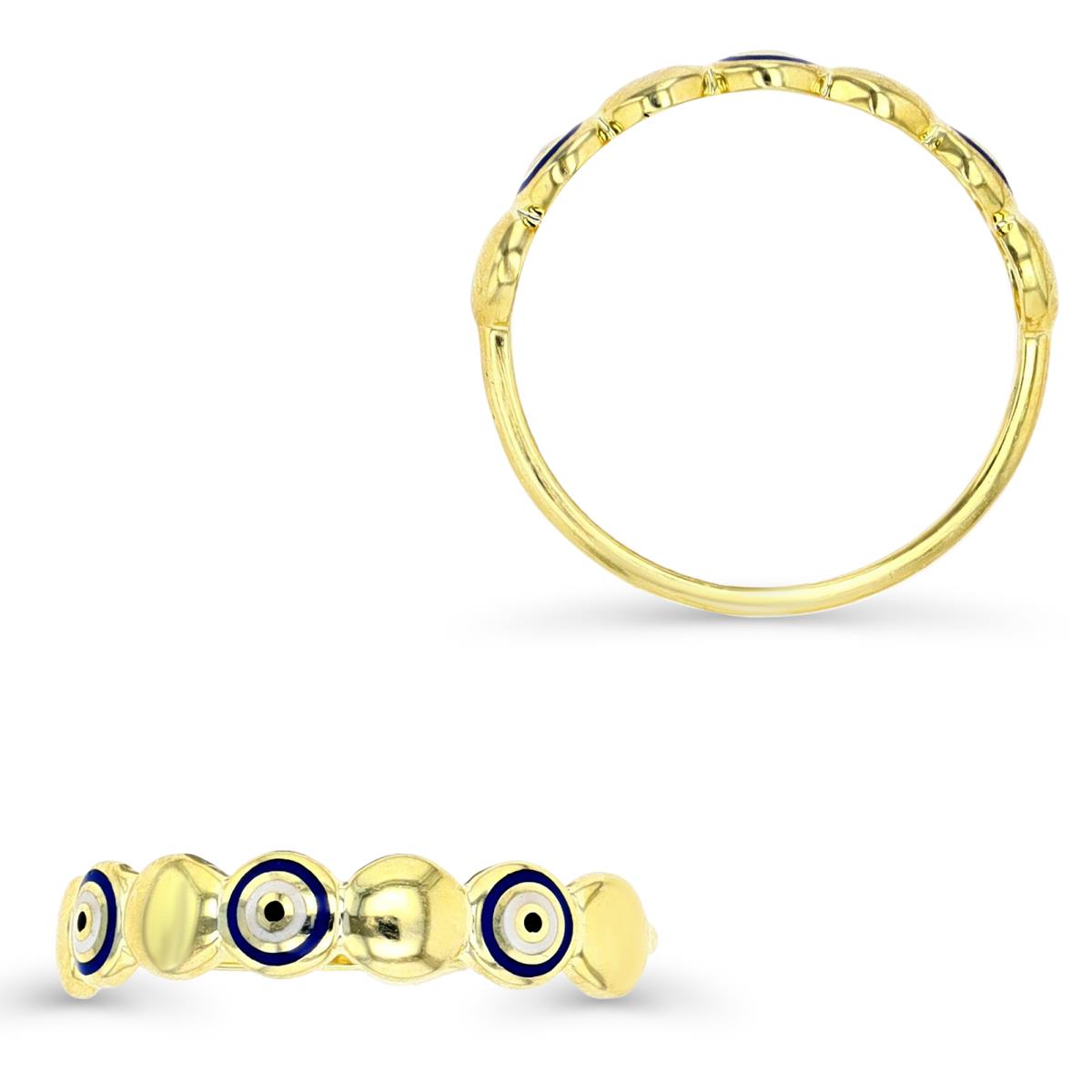 14K Gold Yellow & Enamel Evil Eye Fashion Ring