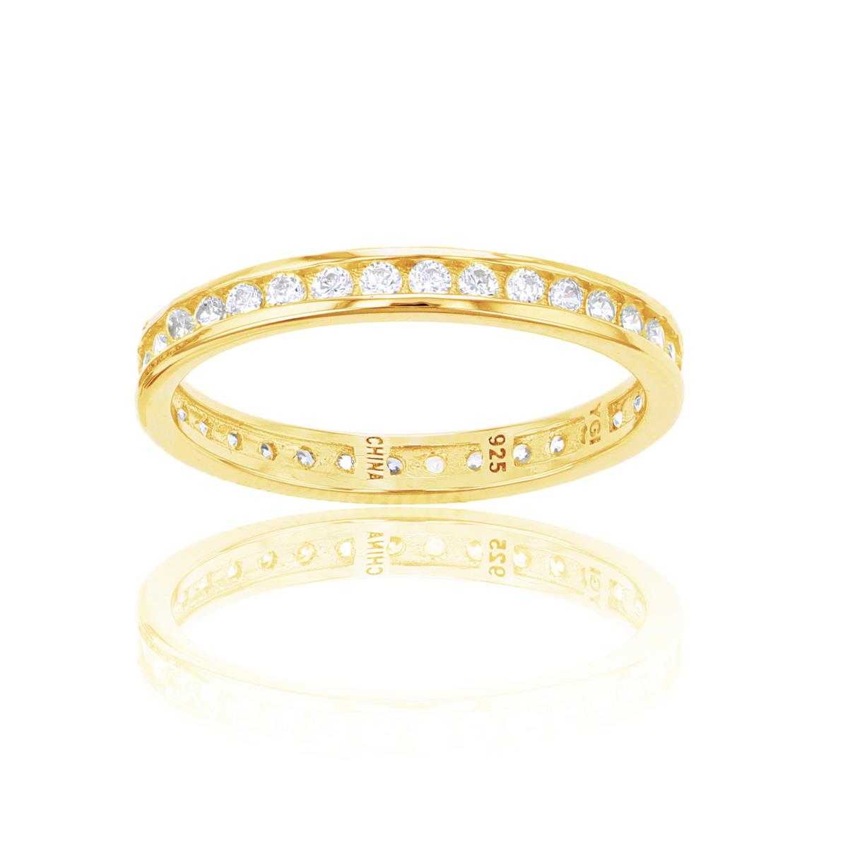 Sterling Silver  Yellow 2.3mm Round Channel Set Eternity Ring