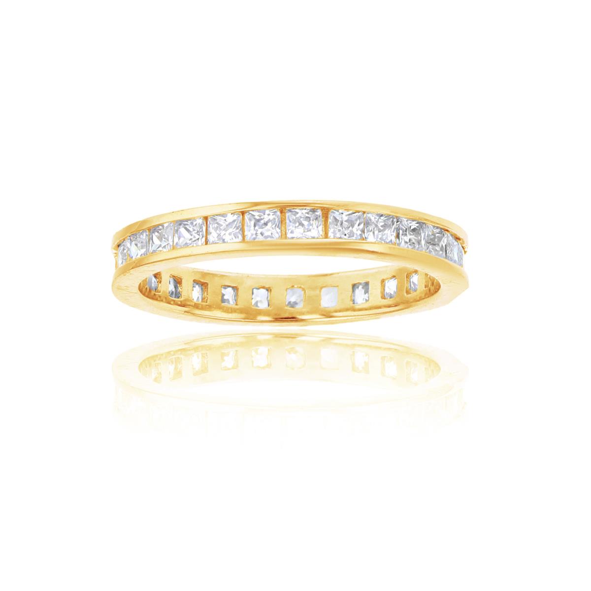 Sterling Silver Yellow 3mm Princess Cut Channel Set Eternity Ring