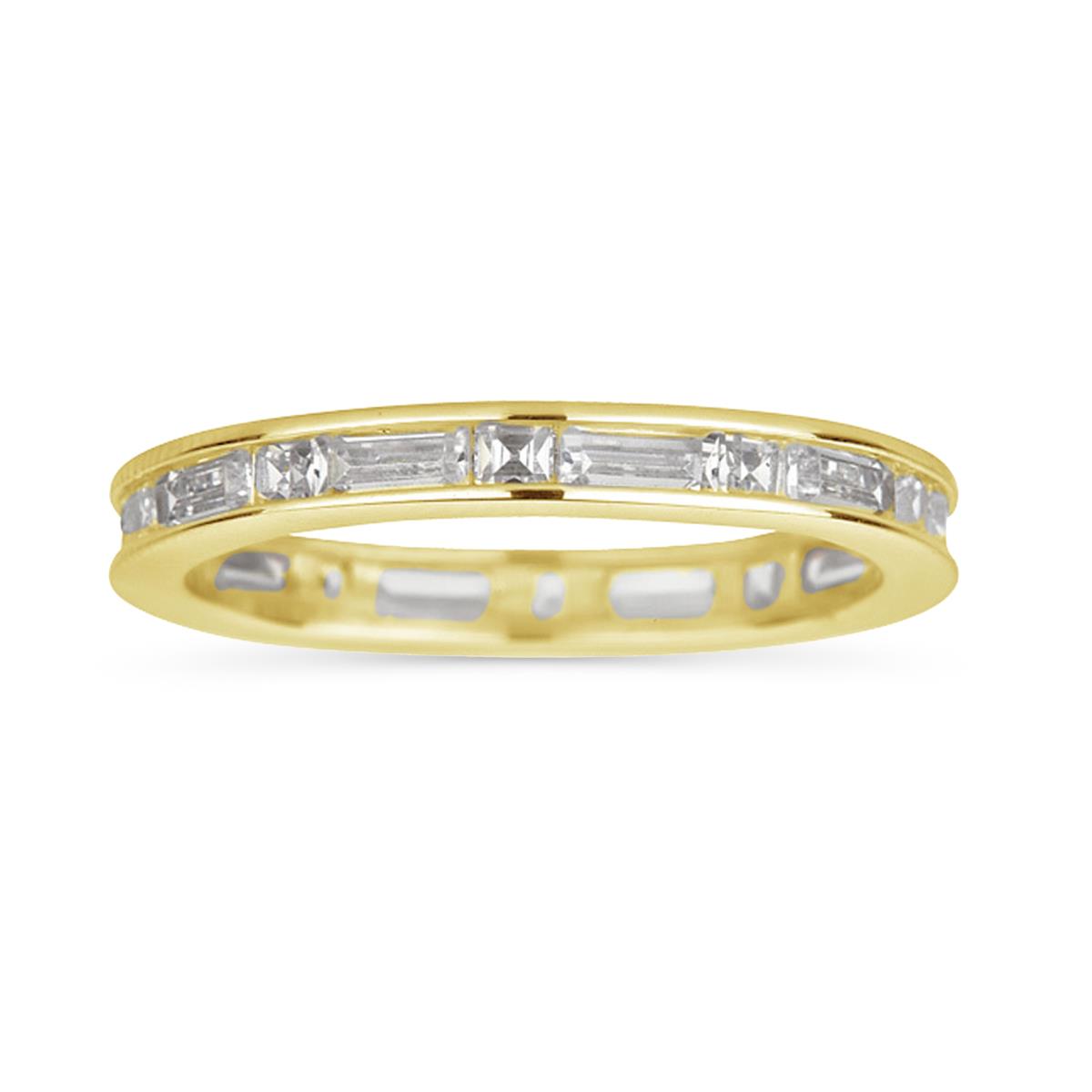 Sterling Silver Yellow Princess & Baguette Cut Eternity Band