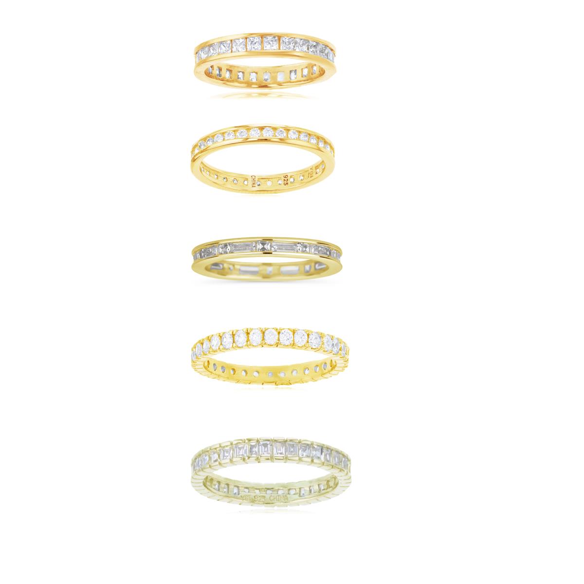 Sterling Silver Yellow 1M Set of 5 Eternity Rings