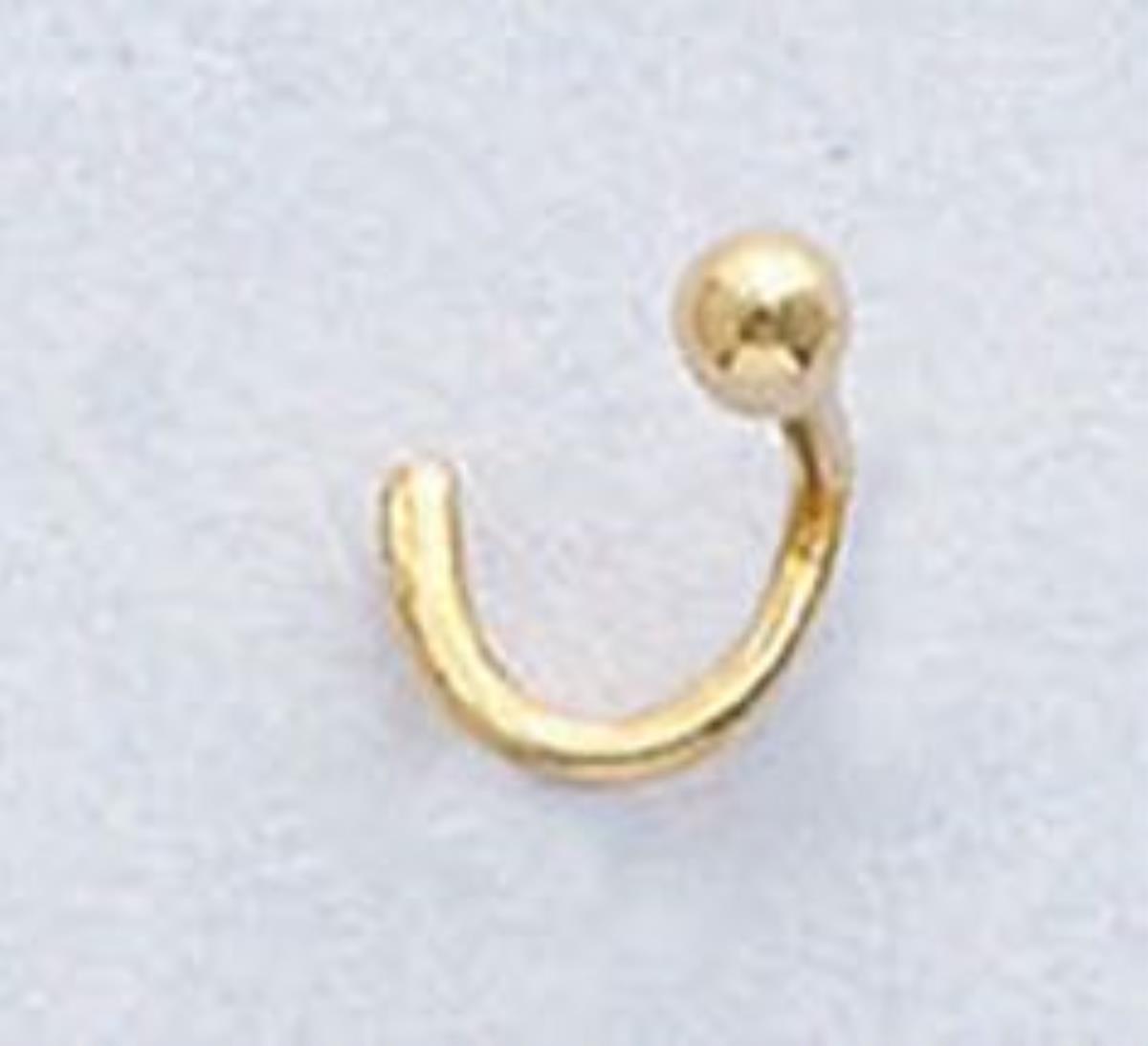 14K Yellow Gold Polished 2.00mm Ball Curved Nose Pin