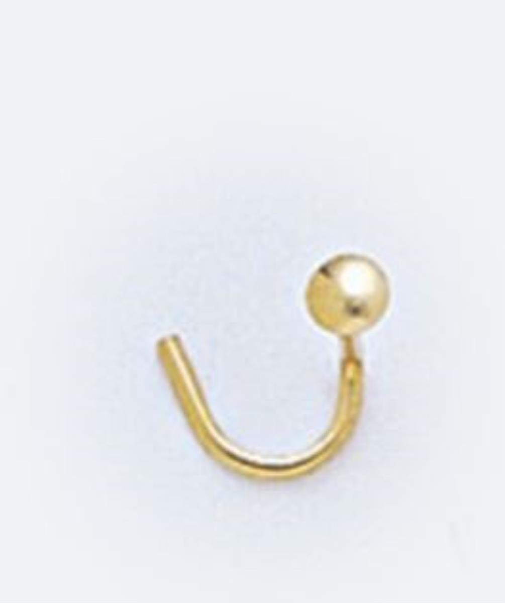 14K Yellow Gold Polished 2.00mm Flat Circle Nose Pin