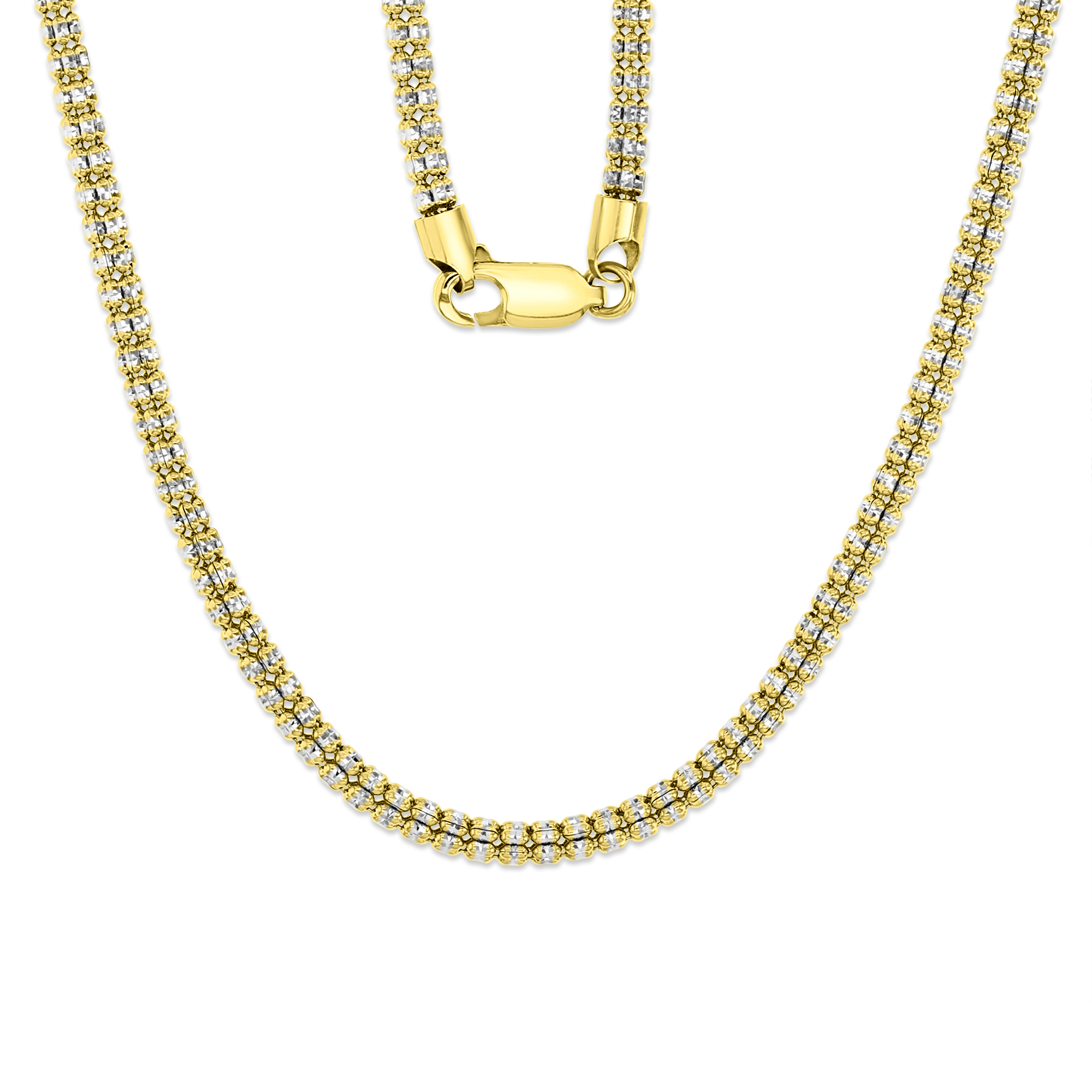 10K Two-Tone Gold 3.50mm Diamond Cut 16" Cylinder Chain