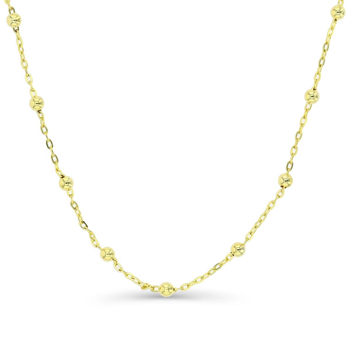 14K Gold Yellow 2.5MM Beads Rosary 18" Chain