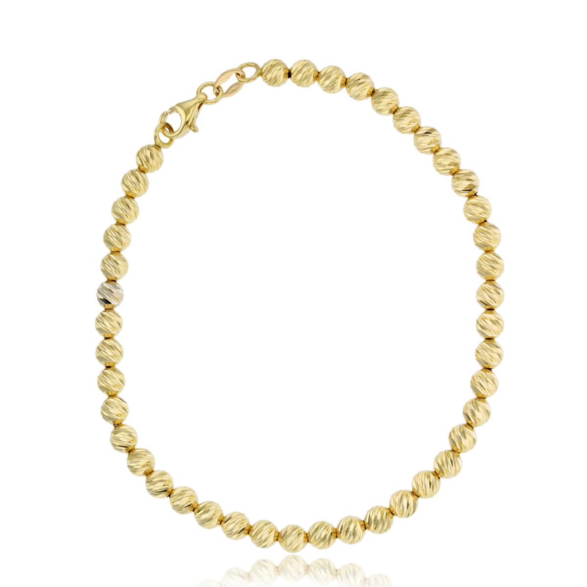 14K Yellow Gold 4mm Diamond Cut Beads 16+2" Necklace