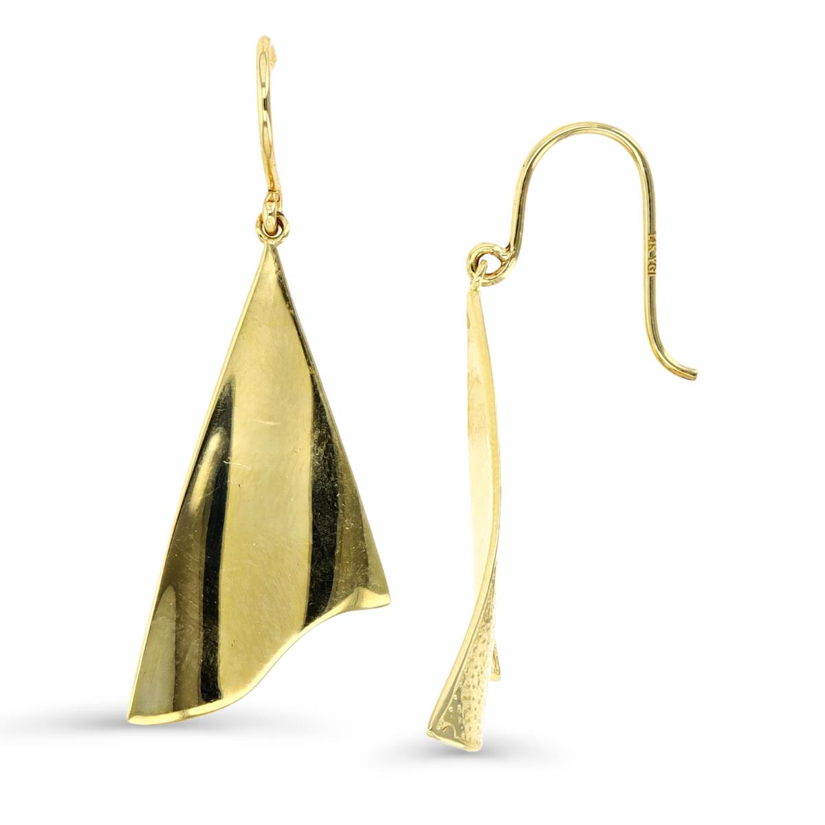 14K Gold Yellow 39MM Wavy Dangling Earring