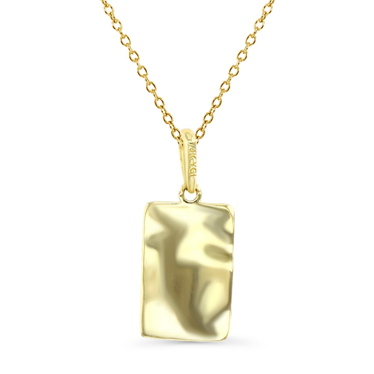 14K Gold Yellow Hammered Rectangular 16''+2'' Necklace