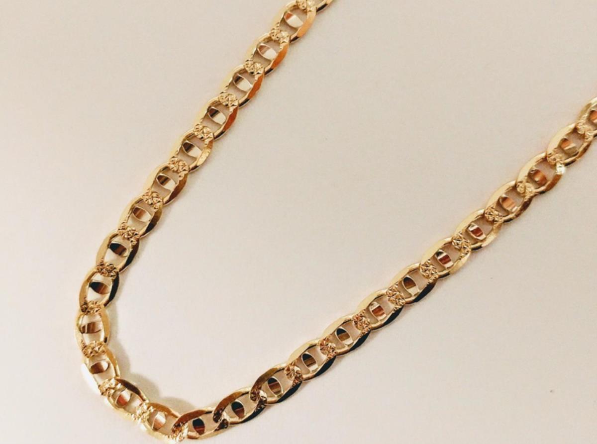 14K Yellow Gold 5.25mm 120 Pave Mariner 24" Chain