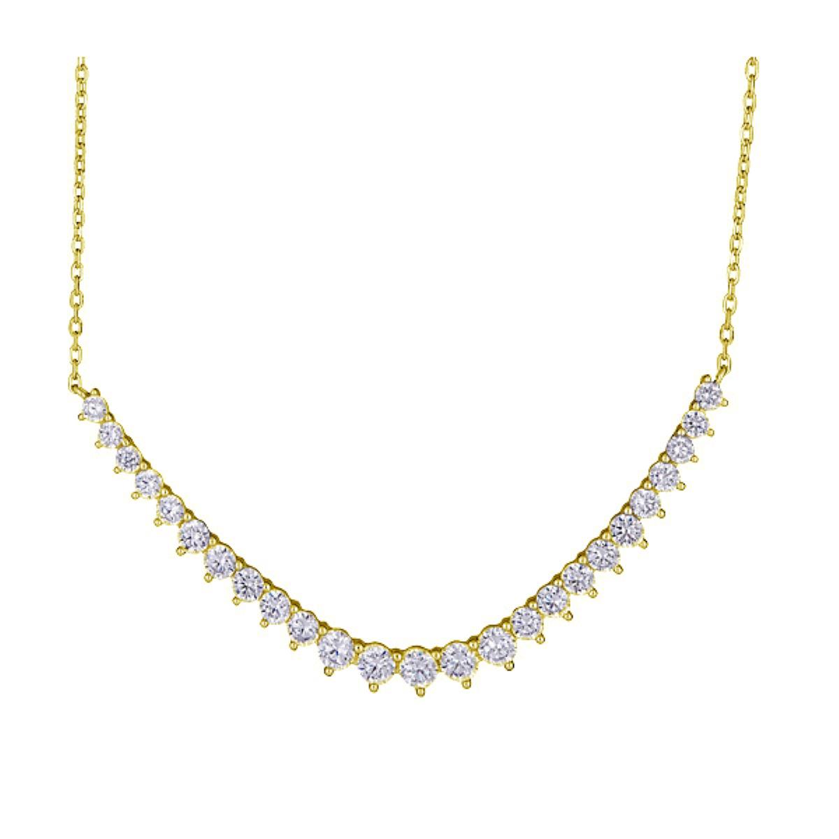 Sterling Silver Yellow Wide V-shaped Bar 18 Necklace with 2" Extension