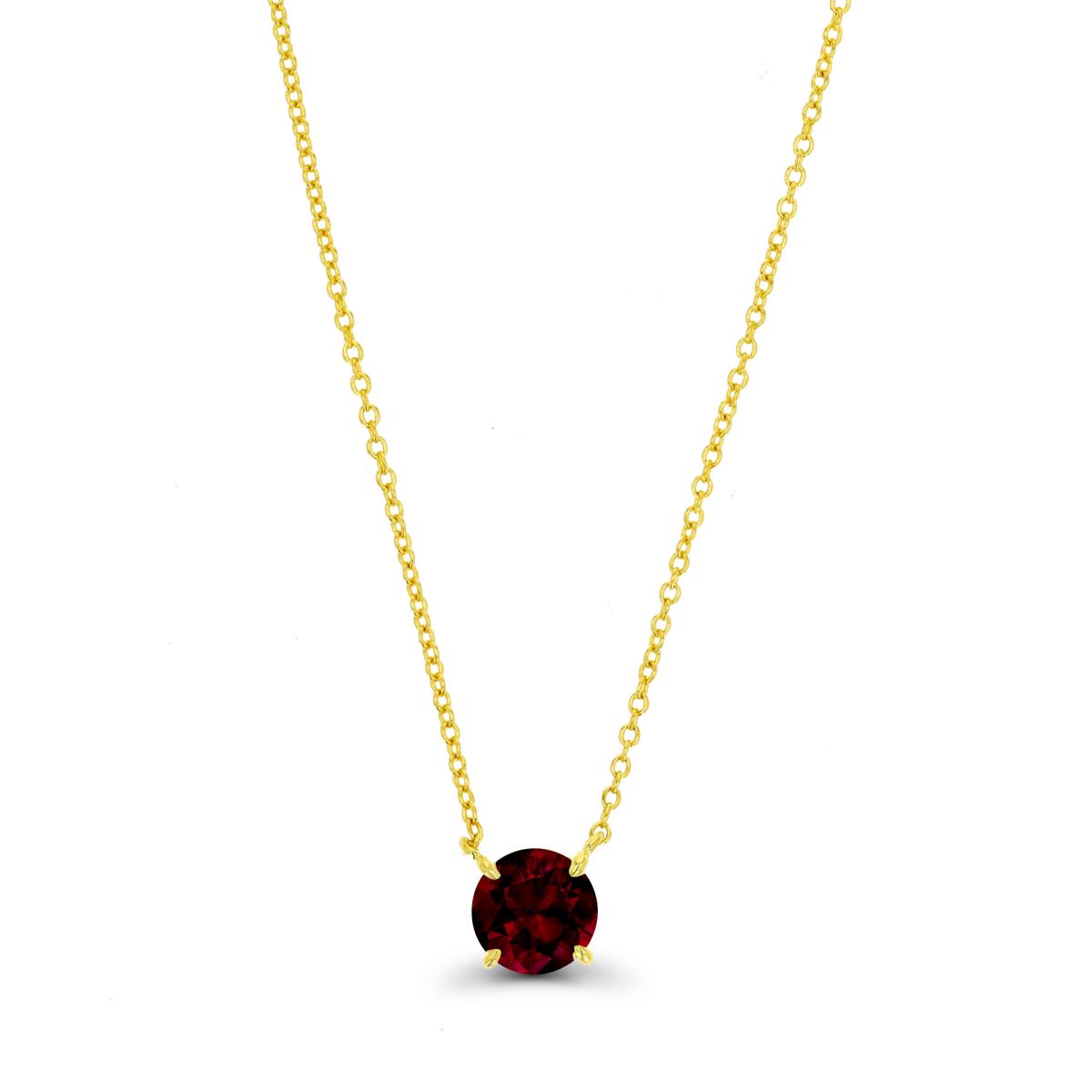 14K Yellow & 6MM RD Ct. Garnet Solitaire 16+2" Necklace