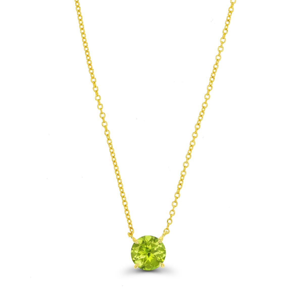 14K Yellow & 6MM RD Ct. Peridot Solitaire 16+2" Necklace