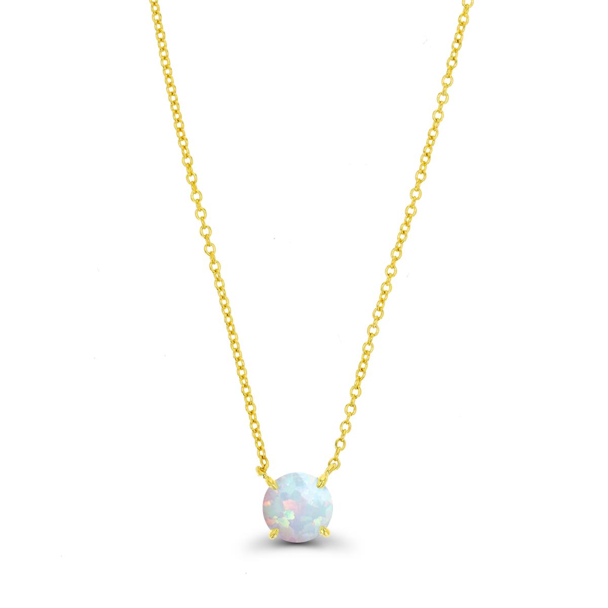 14K Yellow & 6MM RD Ct. Opal Solitaire 16+2" Necklace