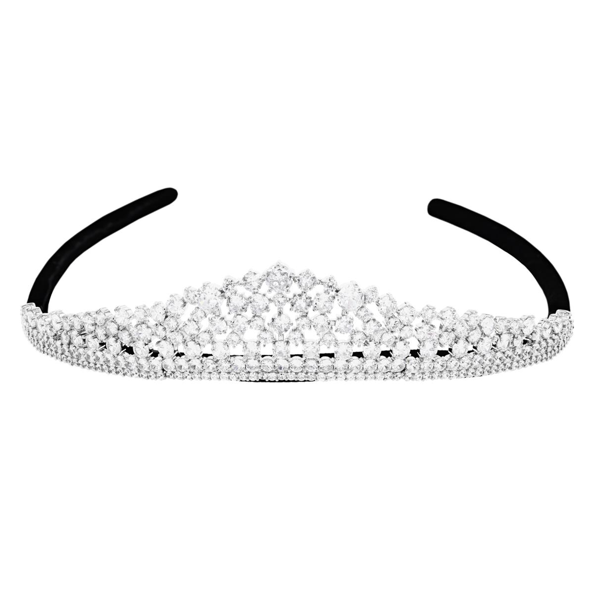 Brass Silver Plated & White CZ Bridal Tiara
