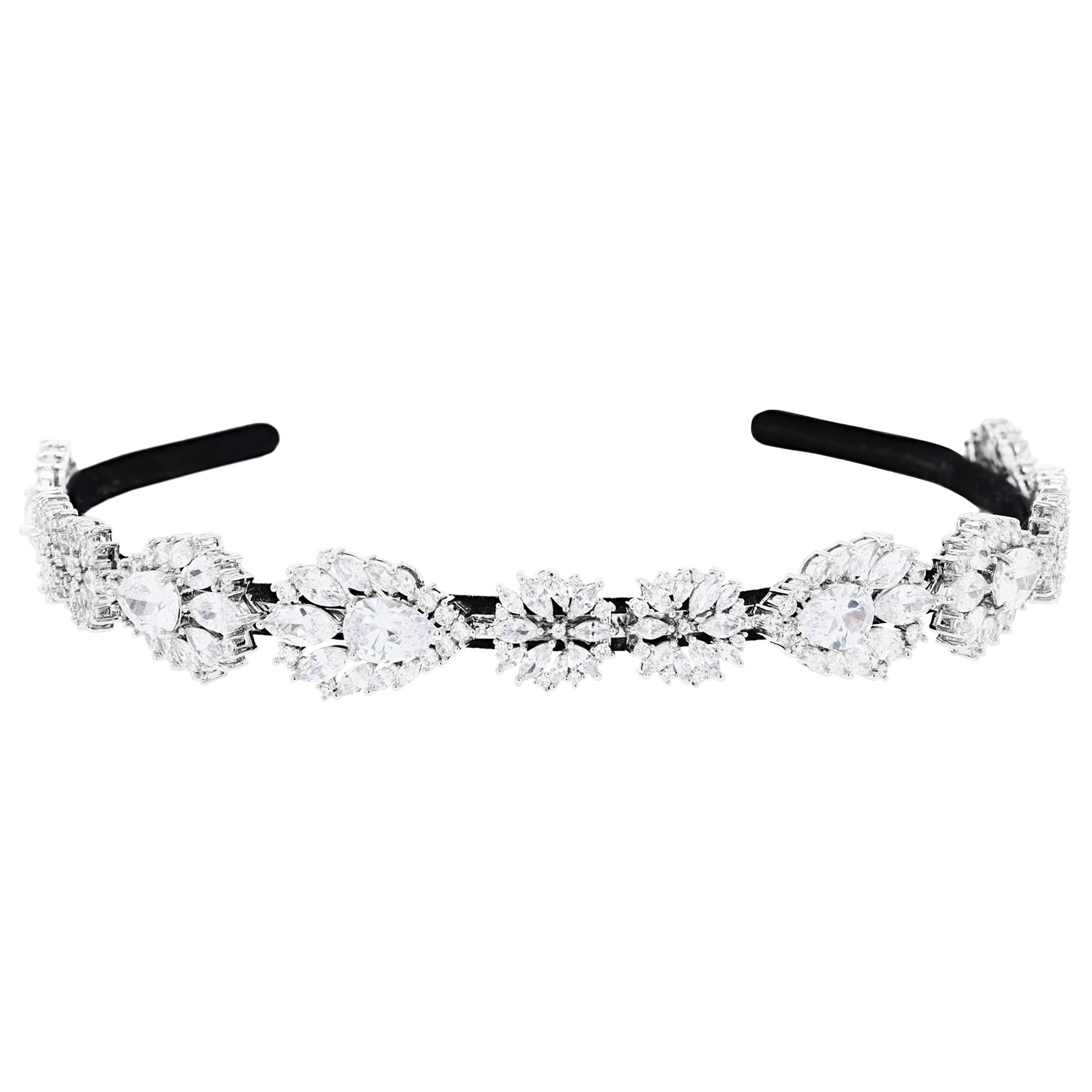 Brass Silver Plated & White CZ Bridal Tiara