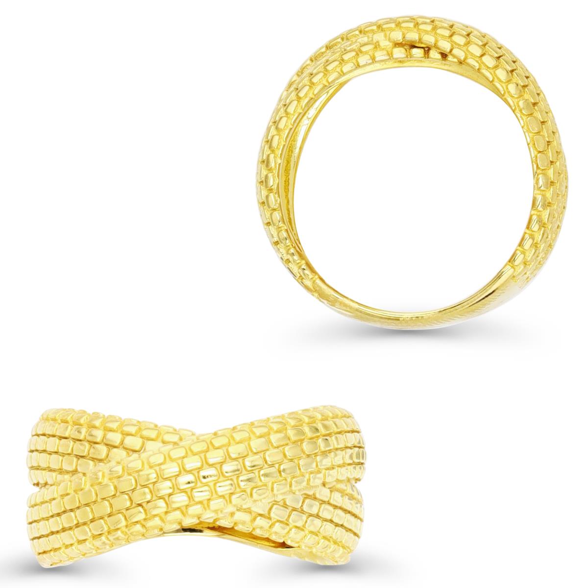 Sterling Silver Yellow 1M 9.5MM Textured Twisted Ring