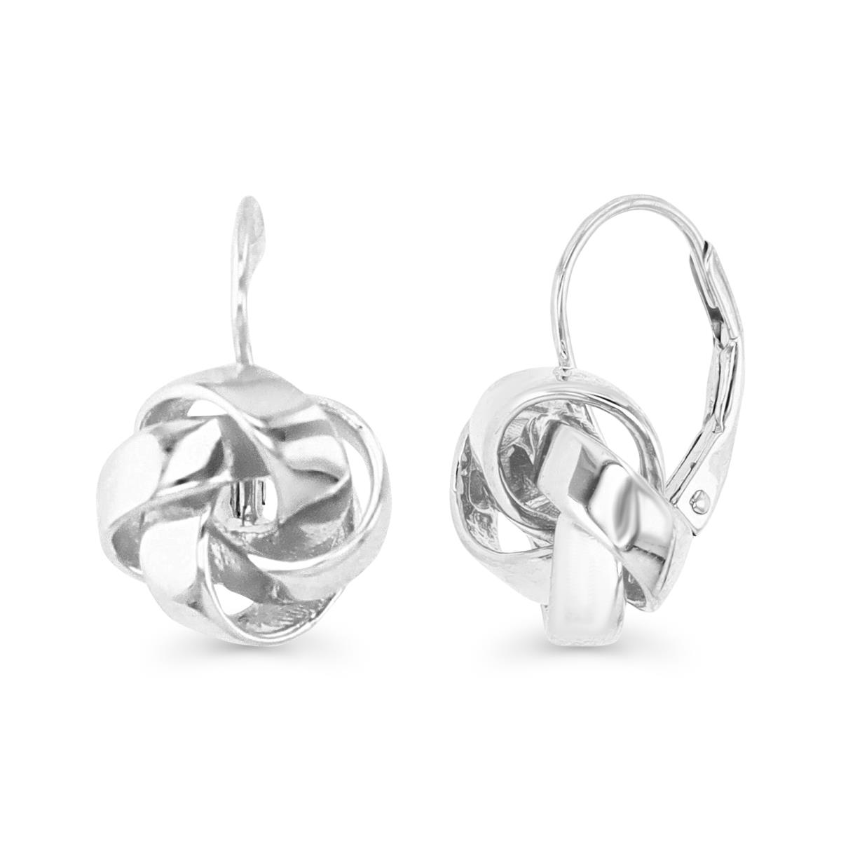 Sterling Silver Rhodium Polished Love Knot Lever Back Earring