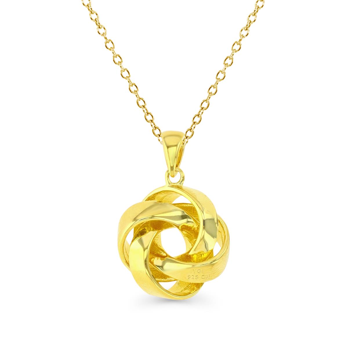 Sterling Silver Yellow Polished Love Knot 18" Necklace