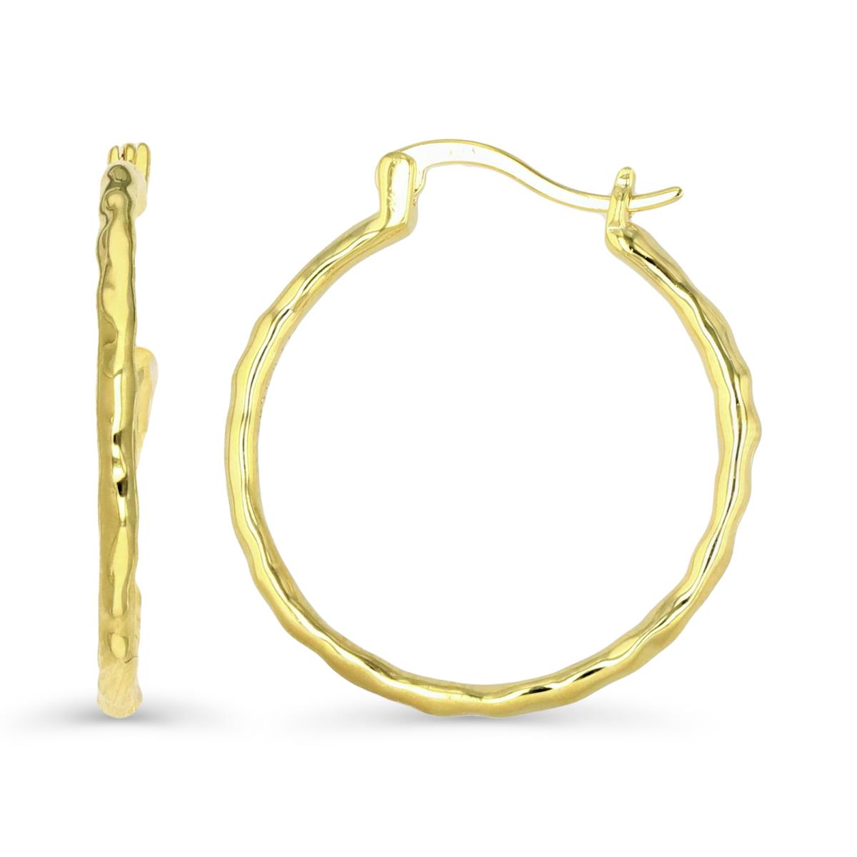 Sterling Silver Yellow 1M 27MM Hammered Hoop Earring