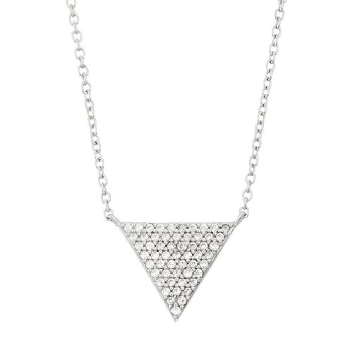 Sterling Silver Rhodium Triangle Necklace