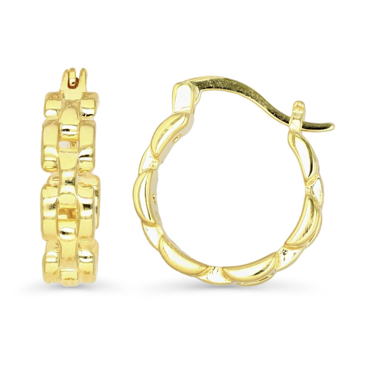Sterling Silver Yellow Watch-Band Style Huggie Earrings