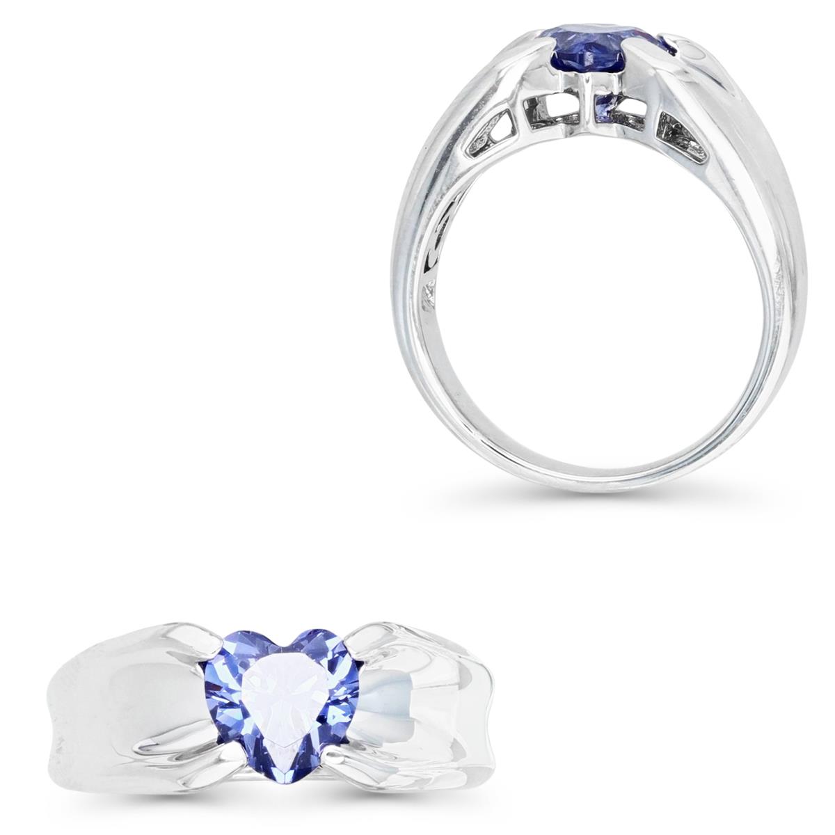 Sterling Silver Rhodium & 7MM HT Ct. Tanzanite Solitaire Ring
